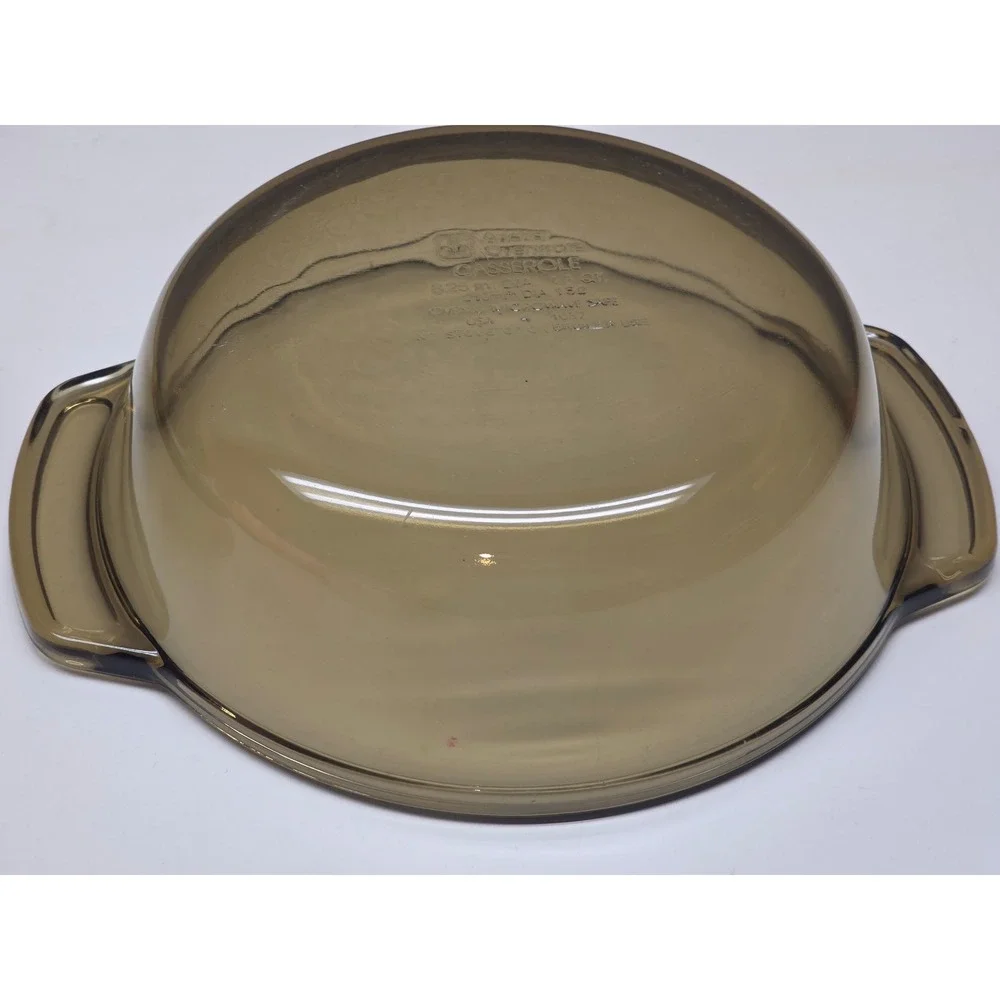 Anchor‎ Hocking Amber Glass Casserole Dish w Lid 1.5 Qt Round Ovenware 1037 USA